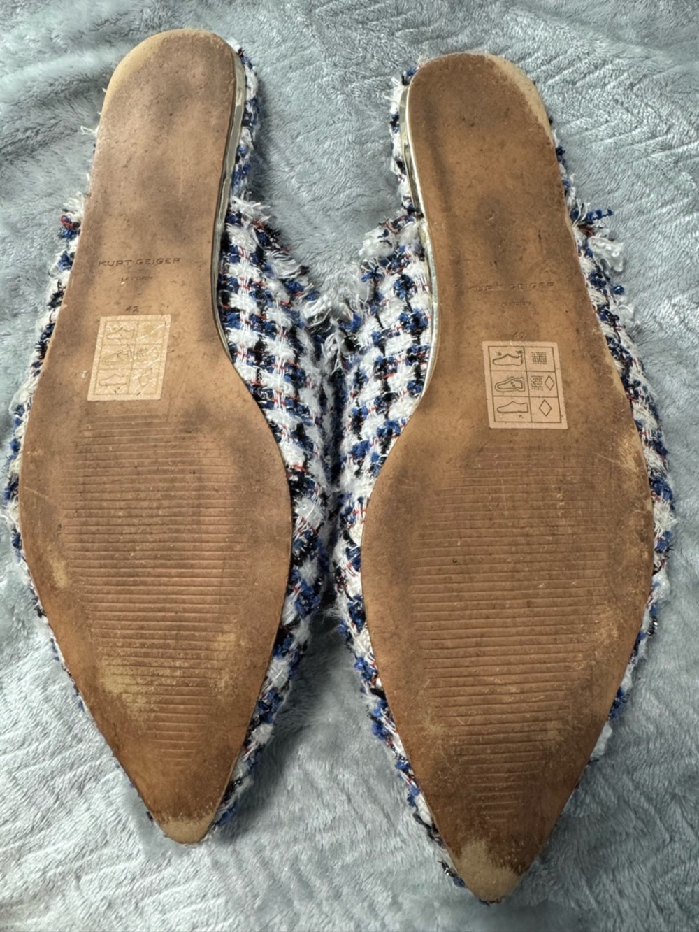 Kurt Geiger London Tweed Evil Eye Mule Flats Pointed Toe EU 42 Designer Slip On - Picture 11 of 11